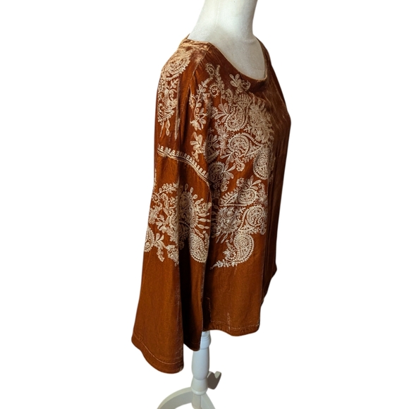 Sundance Dreams Harvest Caramel Orange Embroidered Velvet Tunic Whimsigoth XS - Picture 5 of 16